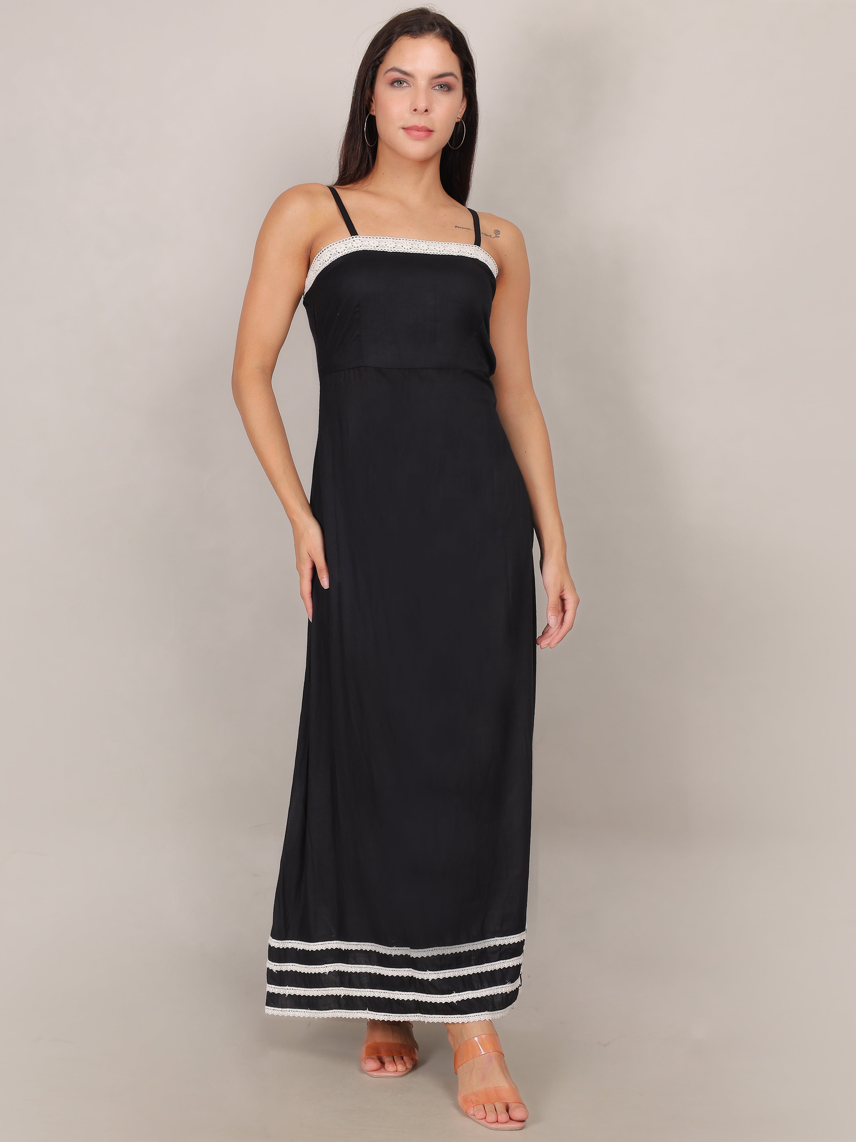 Coastal Charm Black Maxi Dress