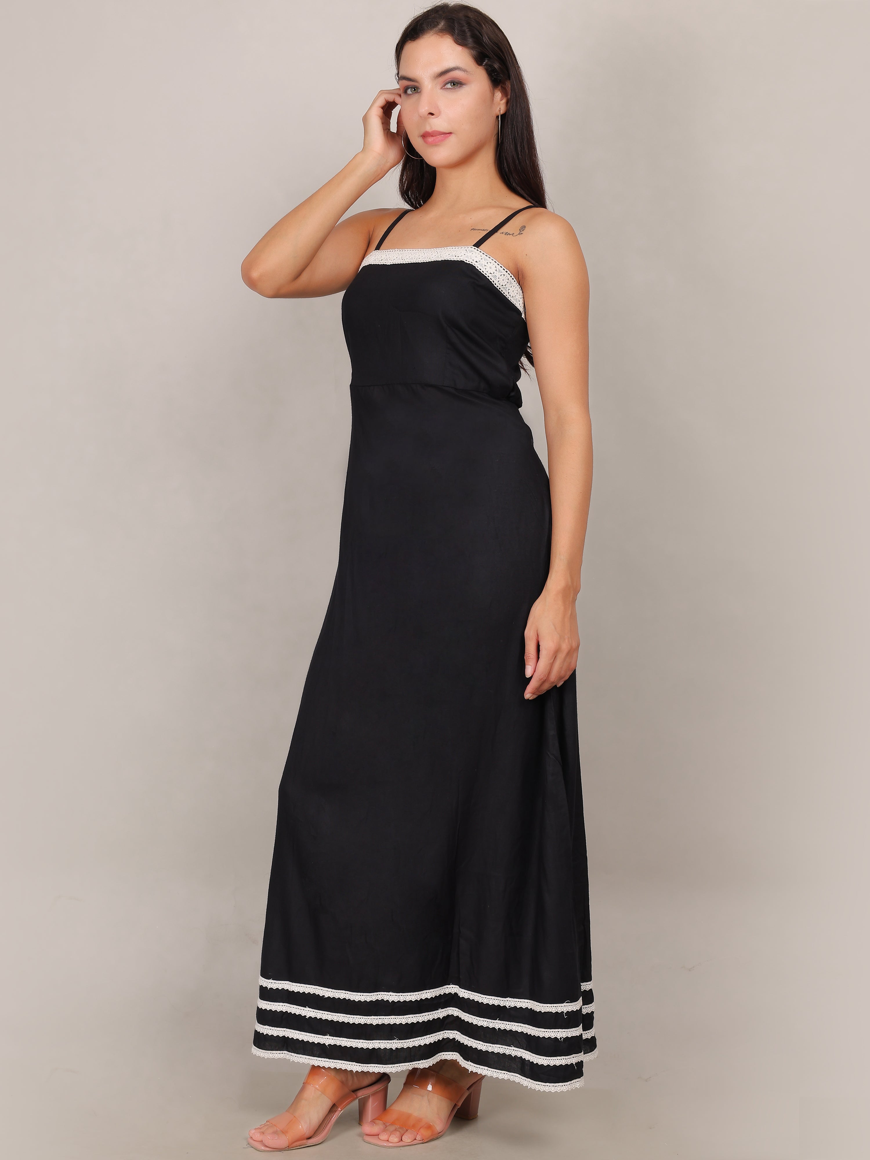 Coastal Charm Black Maxi Dress