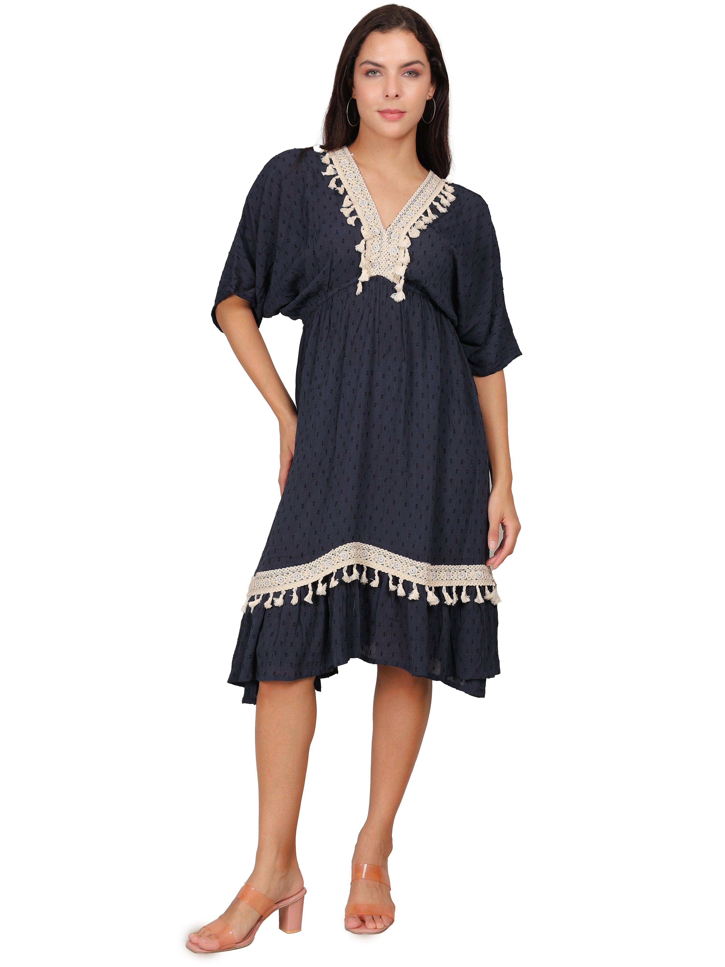 Boho Elegance Tassel-Trim Dress