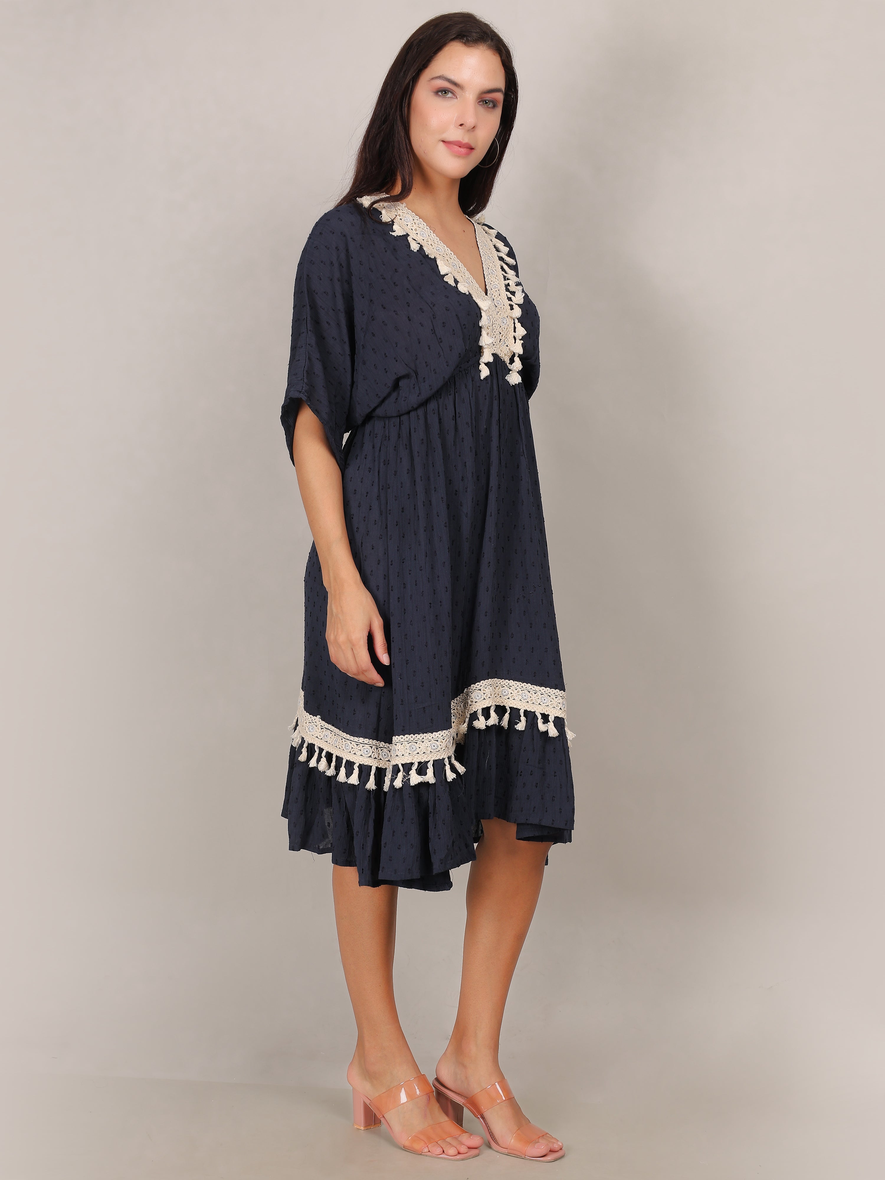 Boho Elegance Tassel-Trim Dress