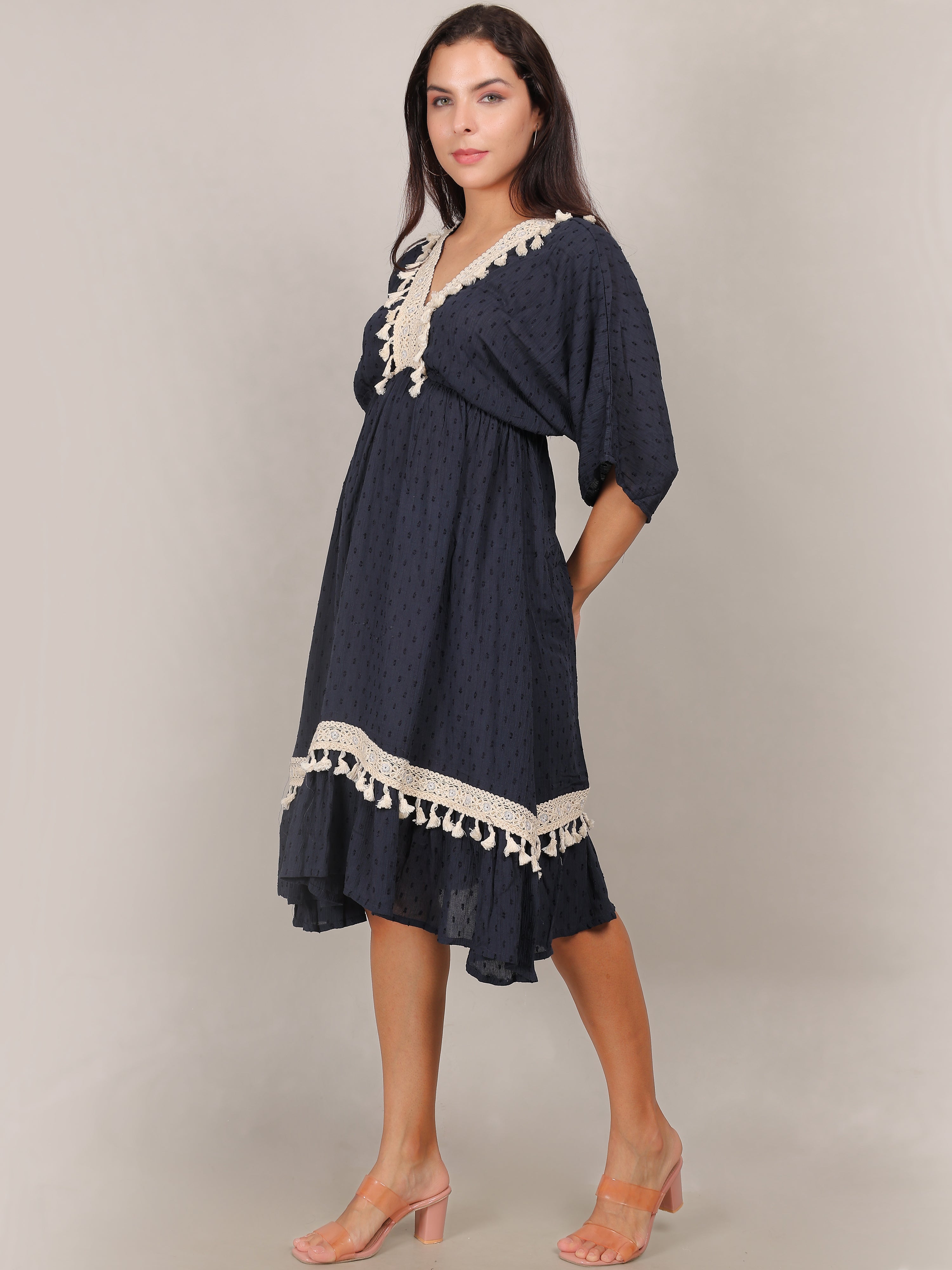 Boho Elegance Tassel-Trim Dress