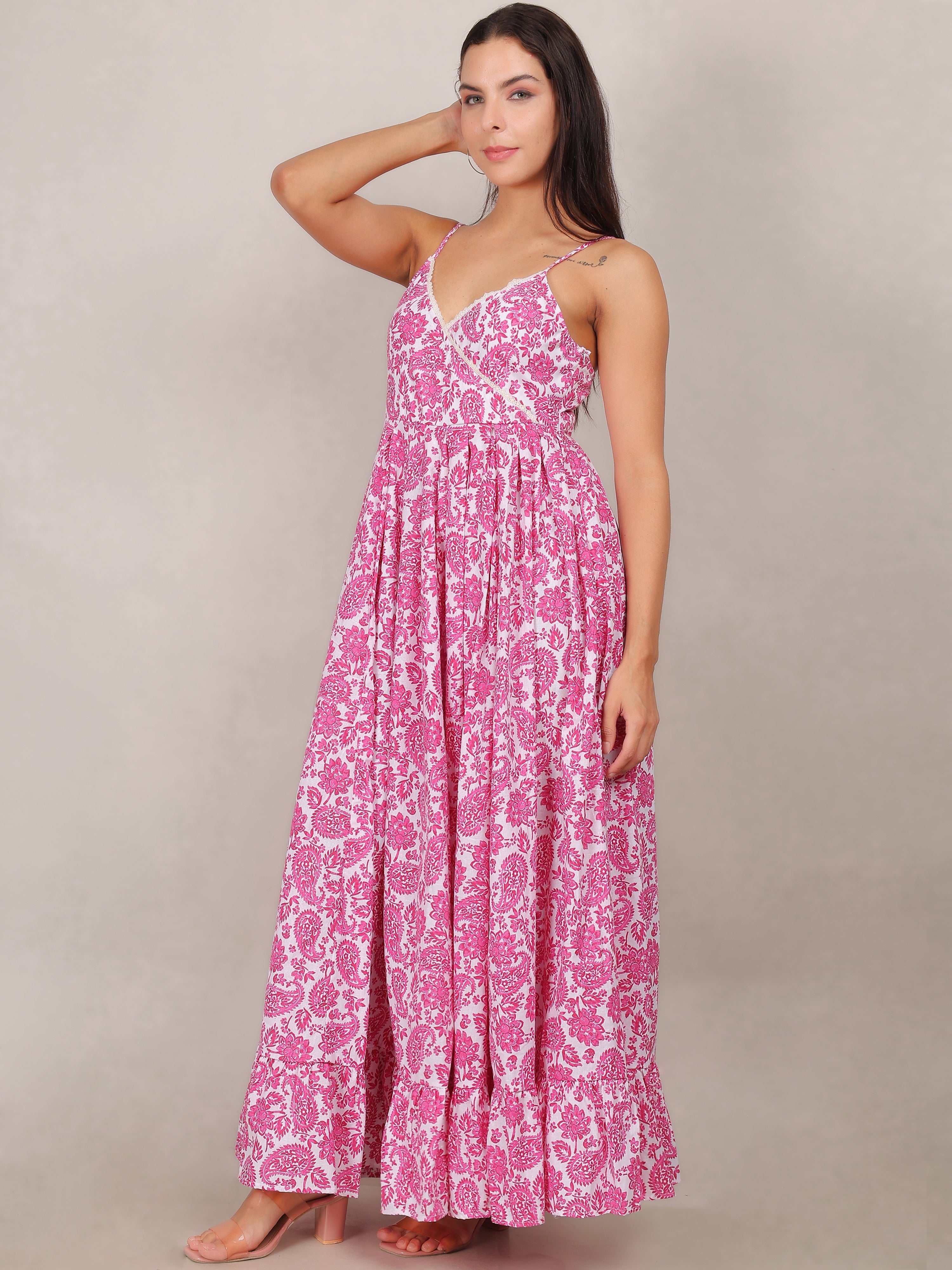 Blossom Breeze Pink Maxi Dress