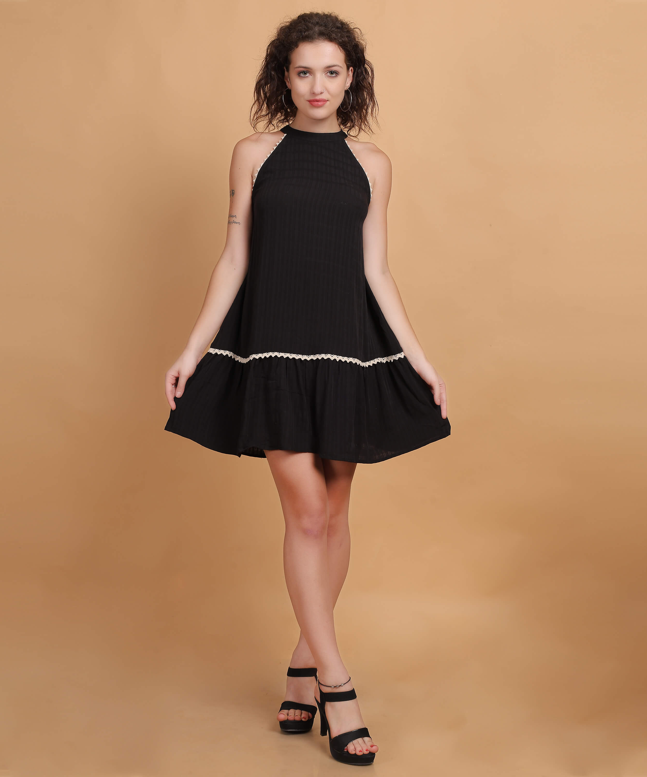 Black Halter Mini Dress